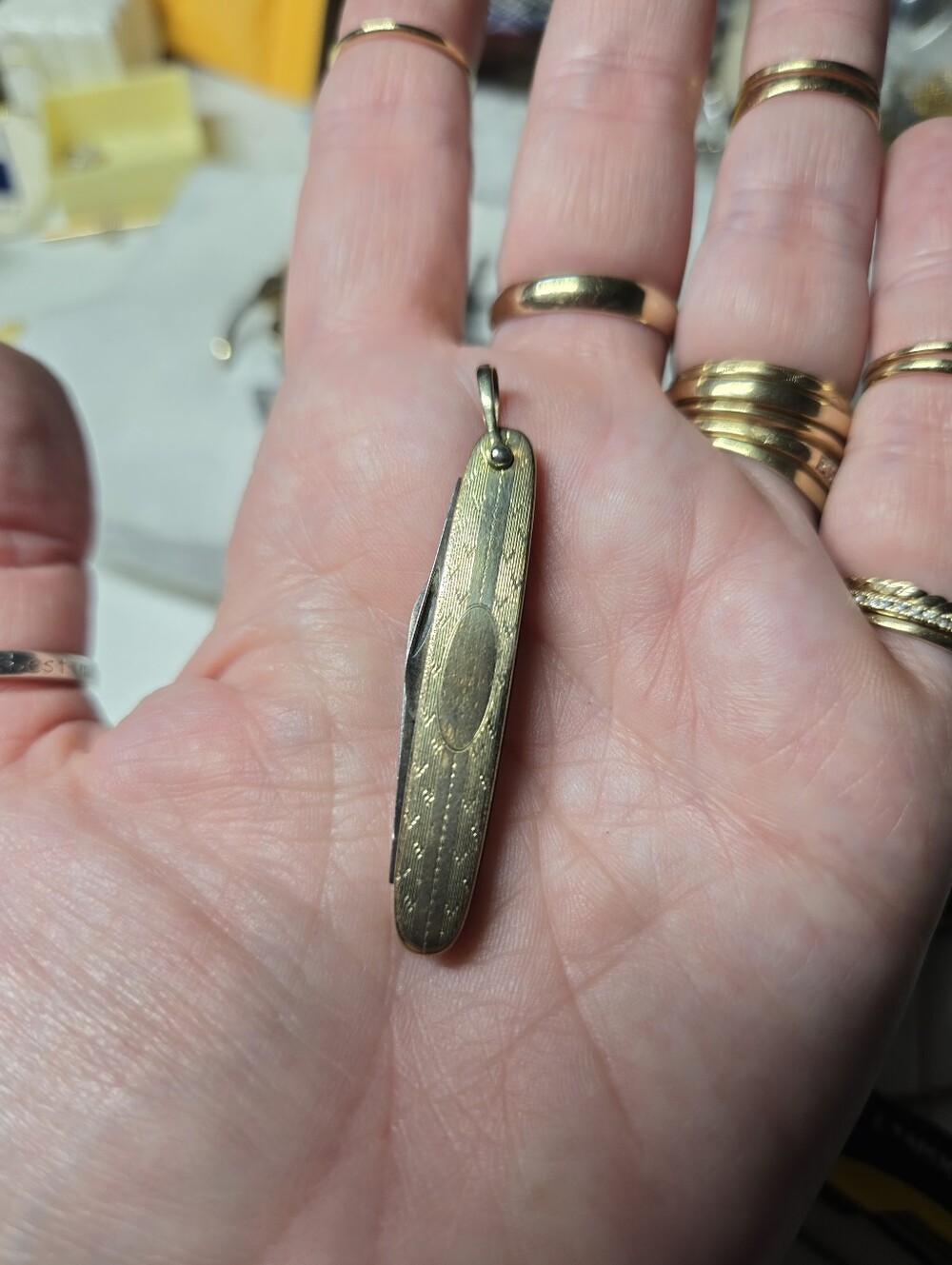 Vintage Gold Filled Pocket Knife Pendant Necklace